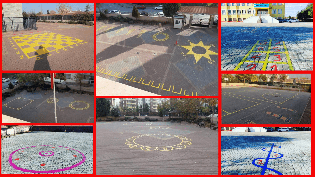 Konya'da 4 okulun bahçesine geleneksel oyun alanı yapıldı