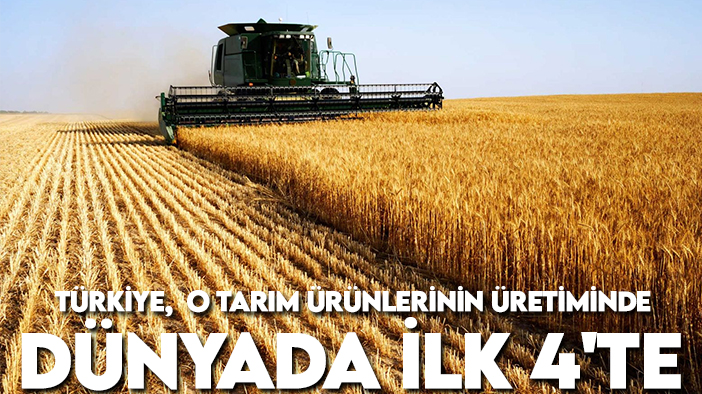 Türkiye,  o tarım ürünlerinin üretiminde dünyada ilk 4'te