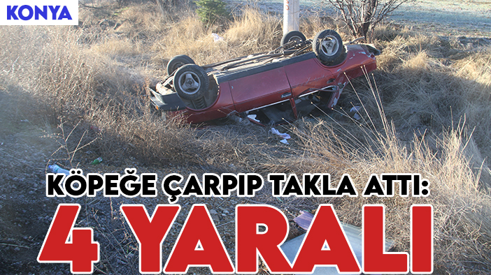 Beyşehir-Seydişehir yolunda kaza: Köpeğe çarpıp takla attı! 4 yaralı
