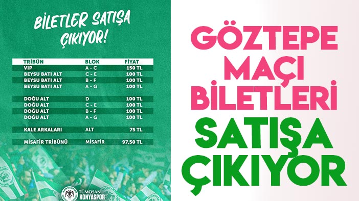 Konyaspor-Göztepe maçı biletleri satışa çıkıyor