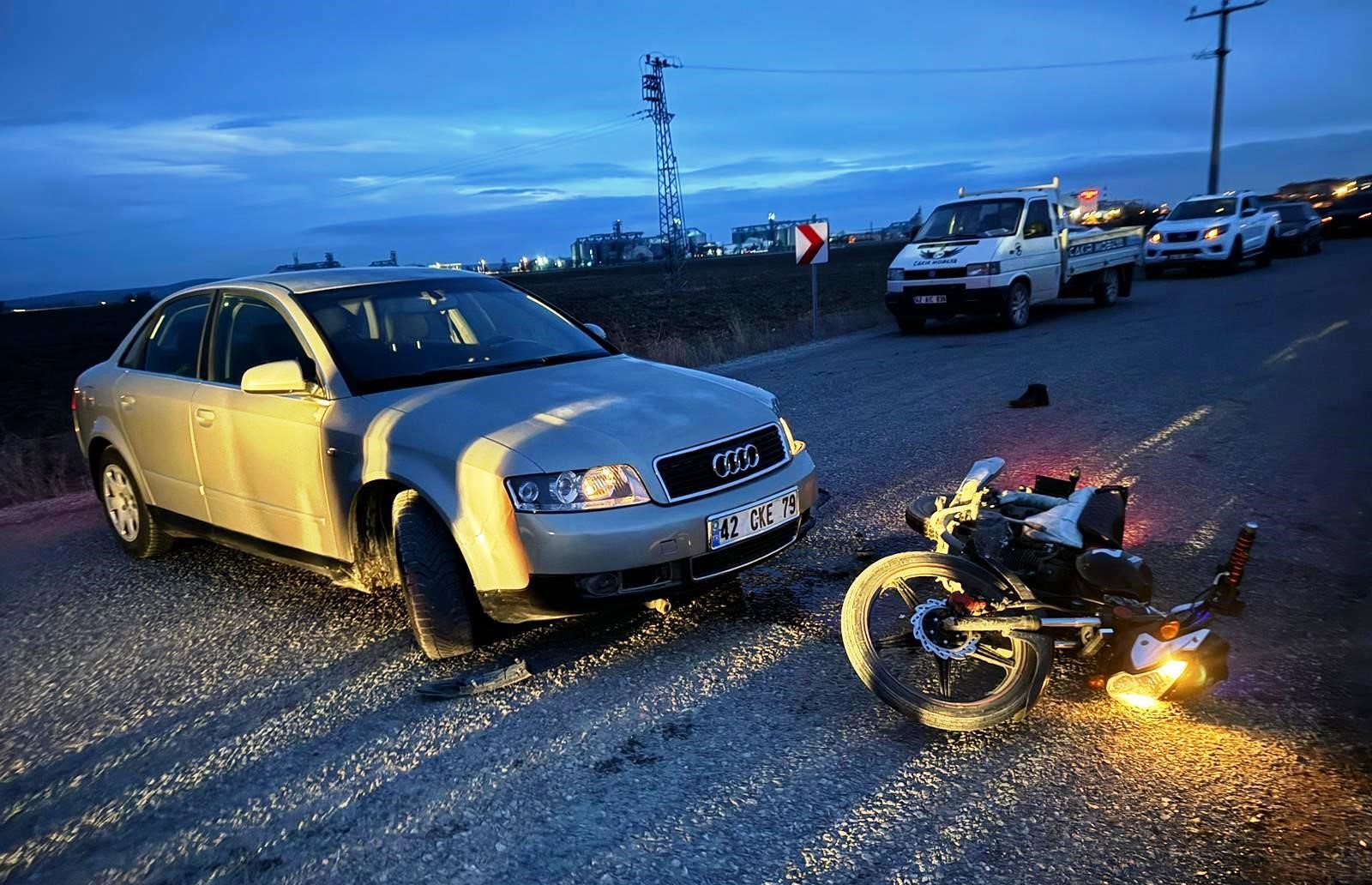 Konya’da kaza! Motosikletli yere savruldu: 1 yaralı