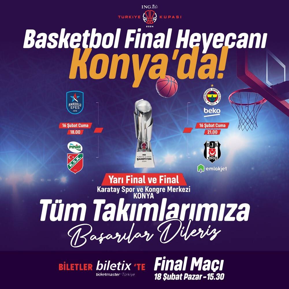 Konya'da basketbol şöleni 4'lü final Konya'da
