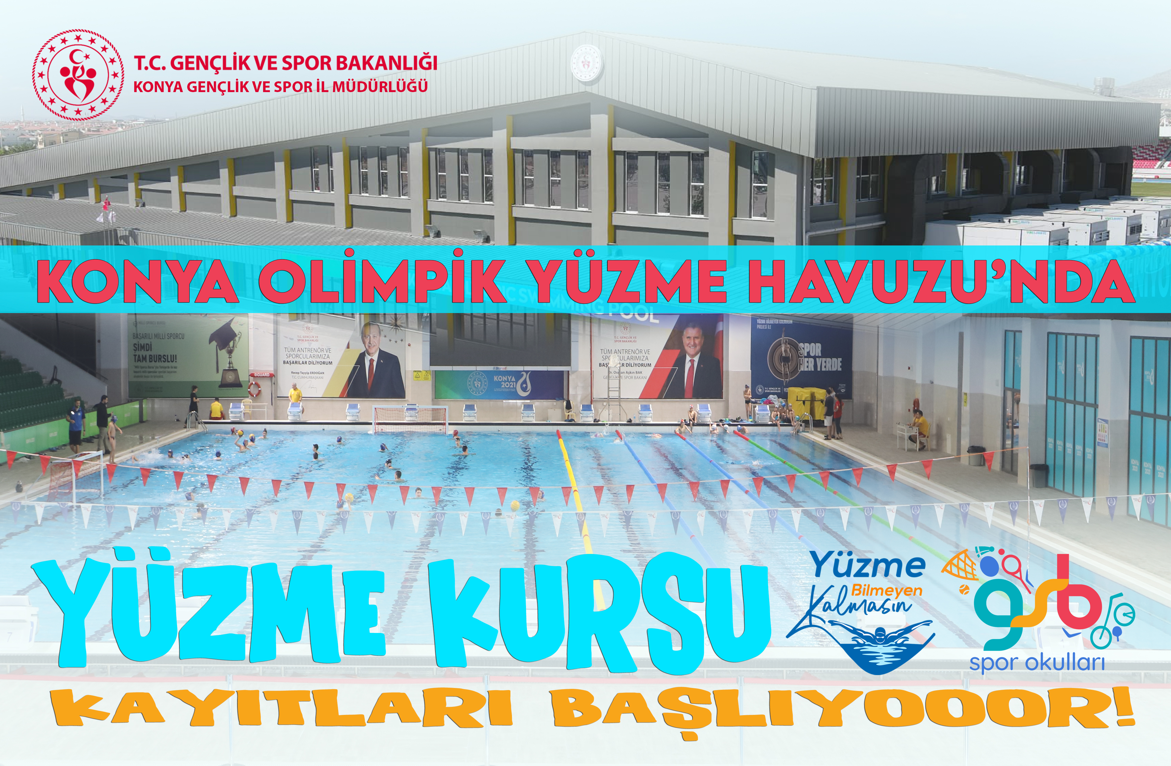 Konya Olimpik Yüzme Havuzu’nda ücretsiz kurs kayıtları başladı