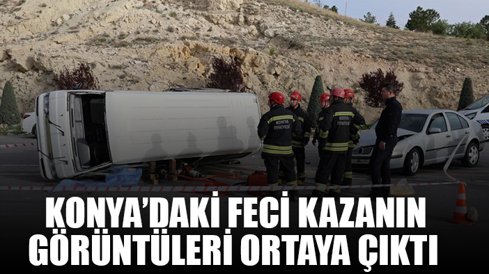 Konya'da minibüs sürücüsünün öldüğü kaza anı kamerada