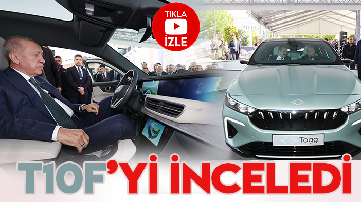 Cumhurbaşkanı Erdoğan, Togg’un sedan modeli T10F’nin direksiyonuna geçti