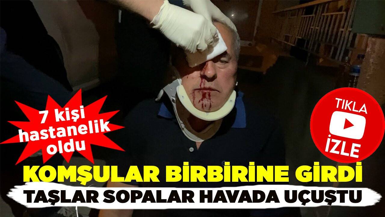 Komşular birbirine girdi, taşlar sopalar havada uçuştu! O anlar kamerada