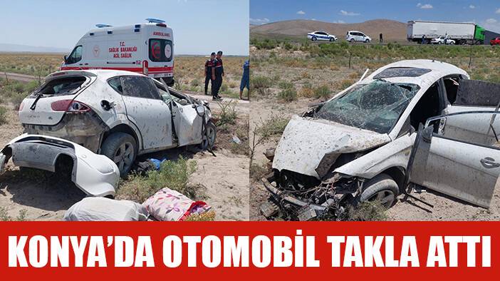 Konya’da otomobil takla attı: 2 yaralı