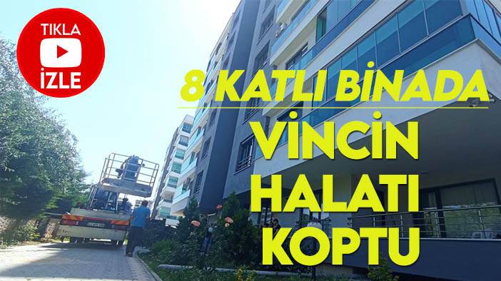Konya'da 8 katlı binada temizlik yapılan vincin halatı koptu!