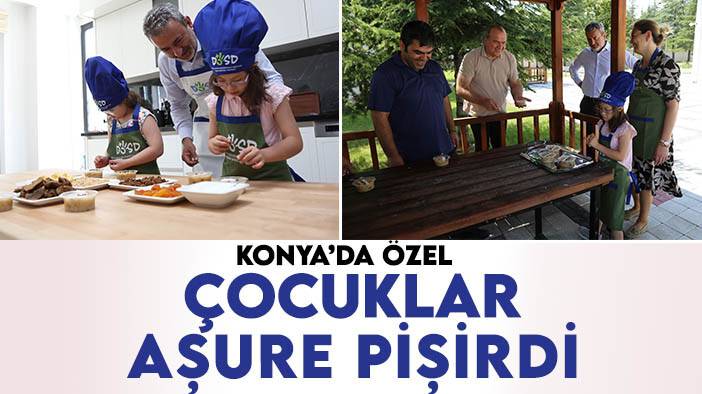 Konya'da özel çocuklar aşure pişirdi