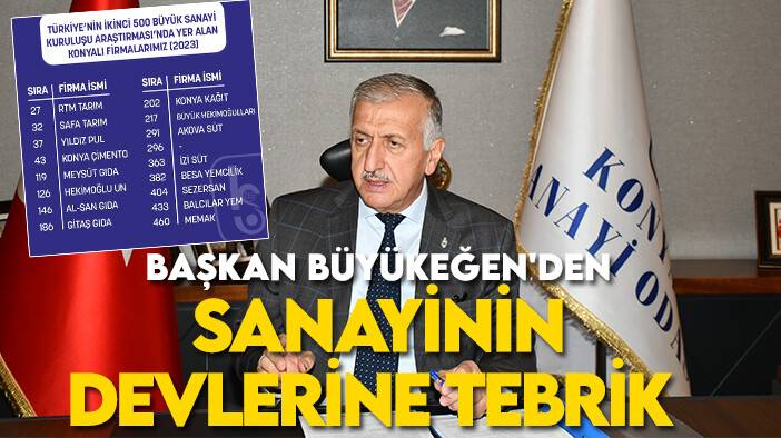 Başkan Büyükeğen'den sanayinin devlerine tebrik