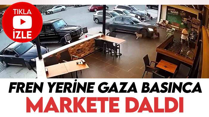 Park etmek isterken hızlanan sürücü markete daldı