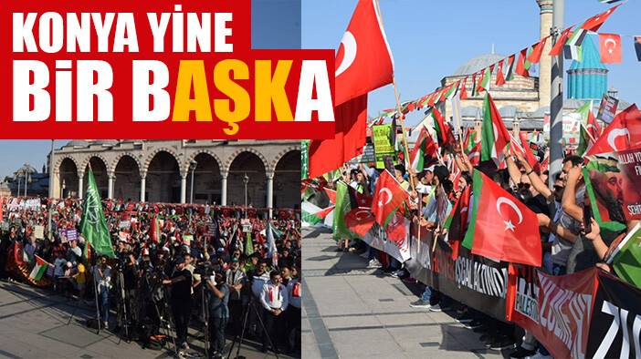 Haniye'nin çağrısıyla meydanlara inen Konya yine farkını gösterdi