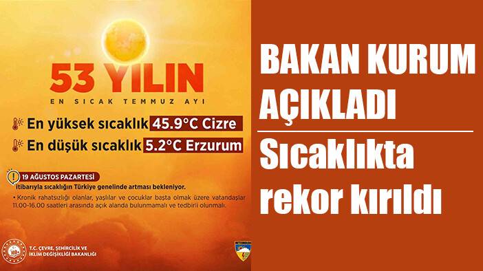 Bakan Kurum: "Son 53 yılın en sıcak Temmuz ayını yaşadık"