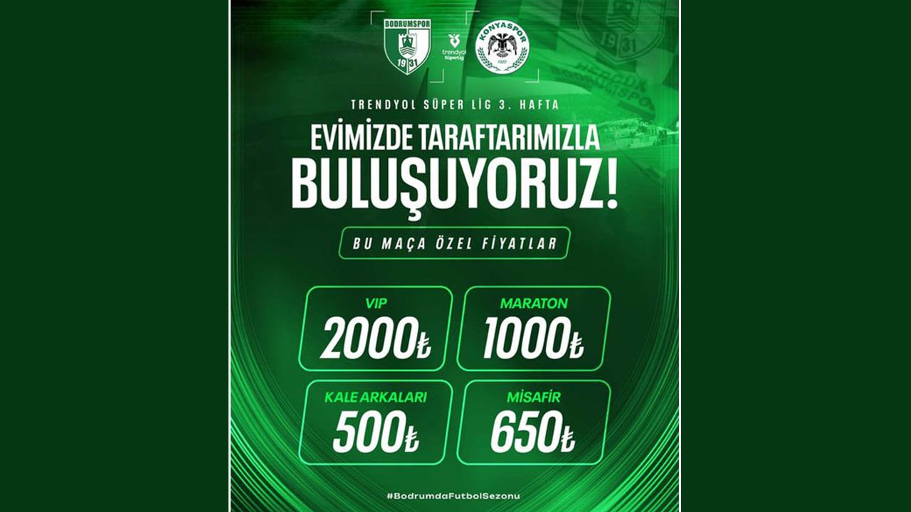 Bodrum FK’dan Konyaspor maçına özel bilet fiyatı