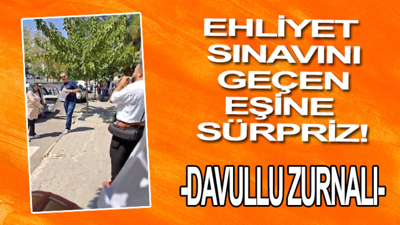 Ehliyet  sınavını  geçen  eşine  sürpriz!