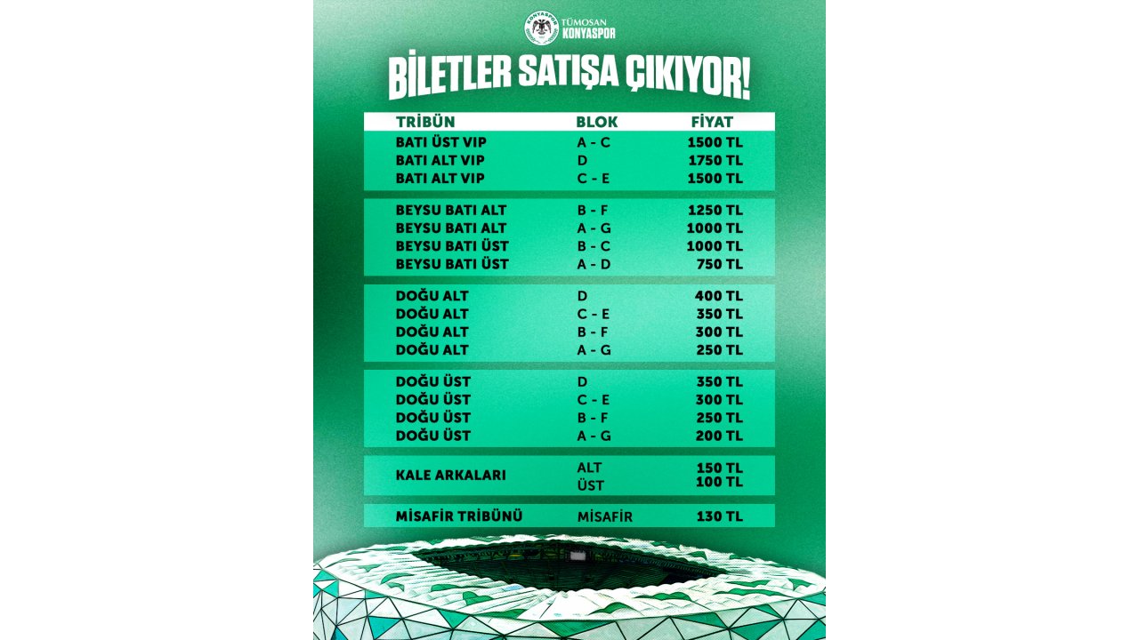 Konyaspor-Kayserispor maçı biletleri satışa çıkıyor