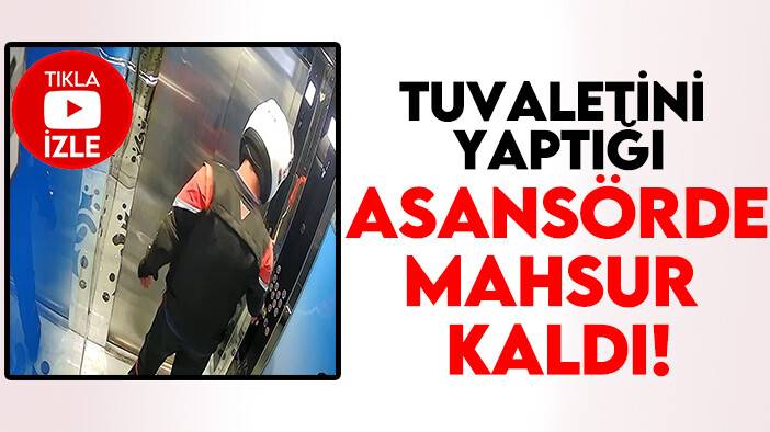 Tuvaletini yaptığı asansörde mahsur kaldı! (TIKLA&İZLE)