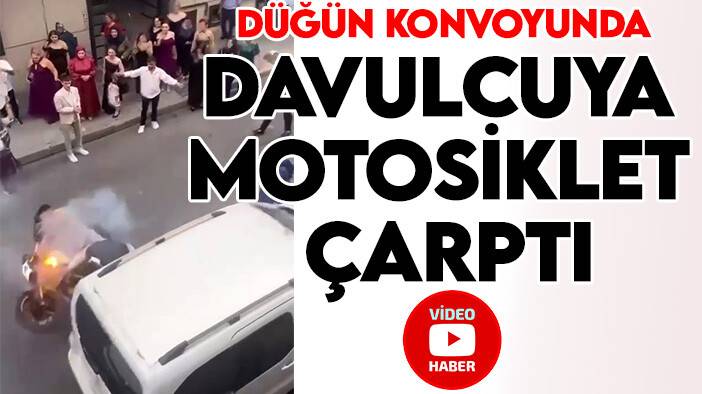 Düğün konvoyunda davulcuya motosiklet çarptı