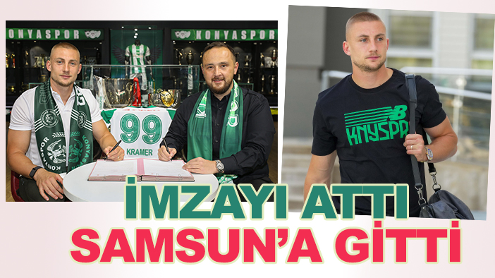 Konyaspor'un yeni transferi Blaz Kramer imayı attı takımla birlikte Samsun'a gitti