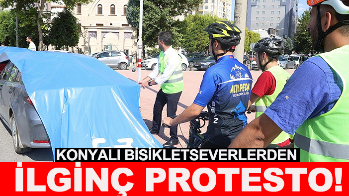 Konyalı bisikletseverlerden ilginç protesto! Bisikletçilerden araçlara mavi mesaj