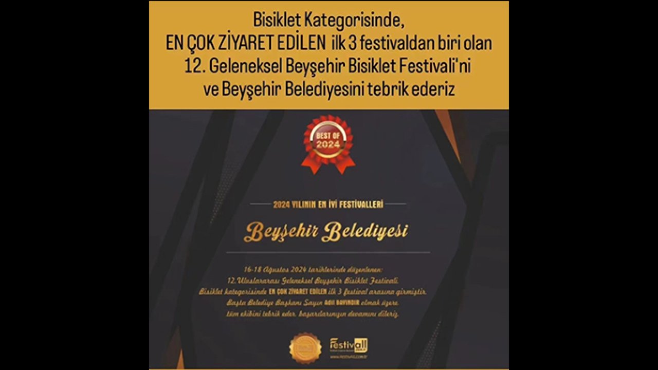 Beyşehir Bisiklet Festivali ilk üçe girdi