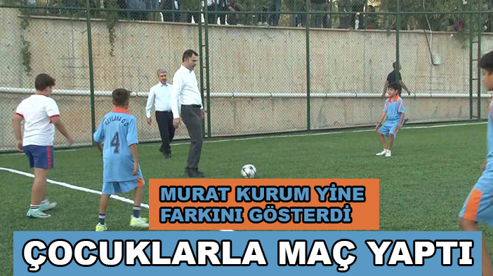 Bakan Kurum, çocuklarla maç yaptı