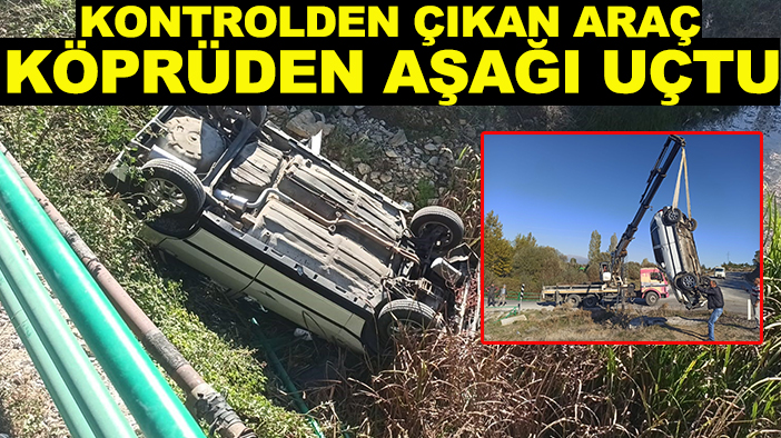 Konya'da feci kaza! Kontrolden çıkan araç köprüden aşağı uçtu