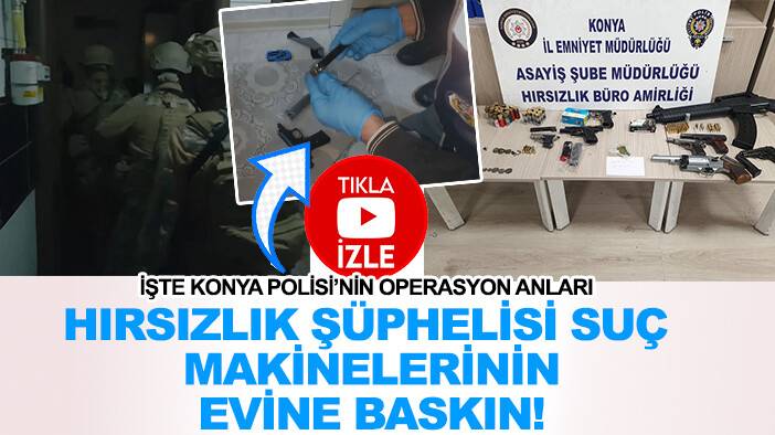 Konya'da hırsızlık şüphelisi suç makinelerinin evine baskın! Çok sayıda tabanca ve tarihi eser çıktı