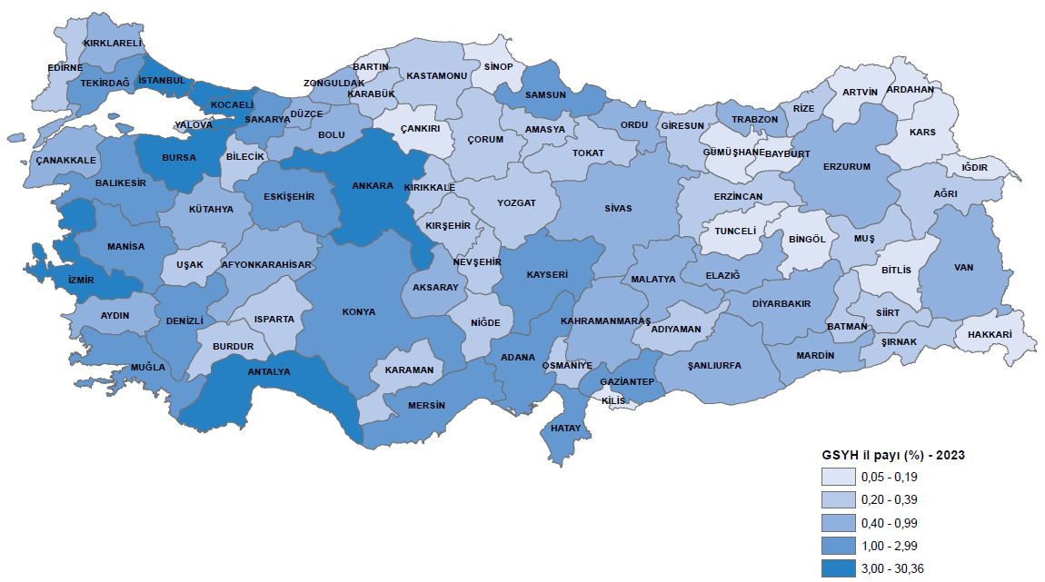 İllere göre GSYH rakamları-2023