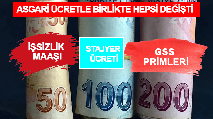 Asgari ücretle birlikte hepsi değişti: İşsizlik maaşı, GSS primleri, stajyer ücreti...