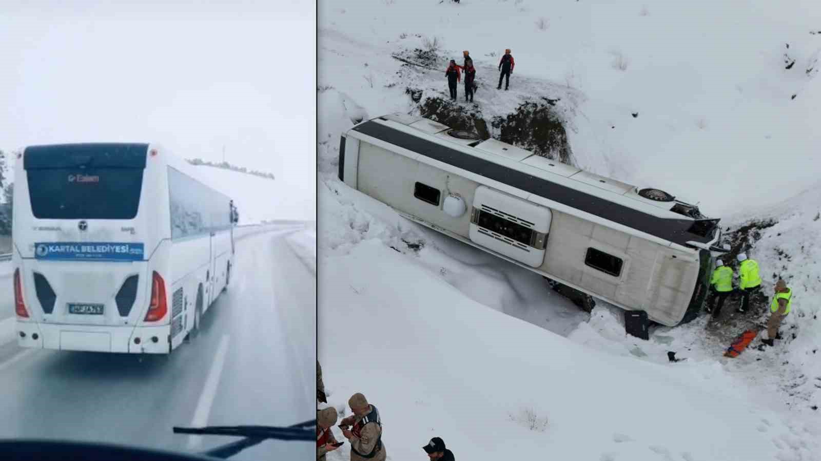 Erzincan’da kaza yapan otobüsün kaza yapmadan saniyeler öncesi görüntüsü ortaya çıktı