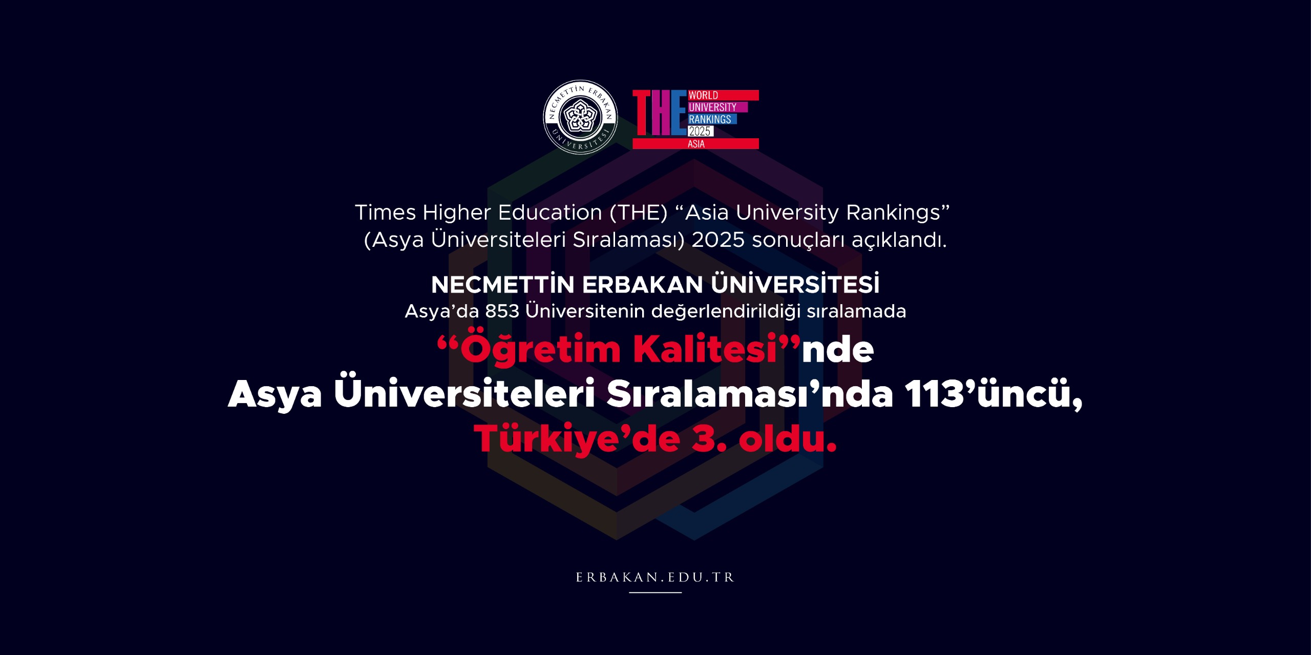 NEÜ, Asya Üniversiteleri Sıralaması'nda Türkiye'de 3. oldu