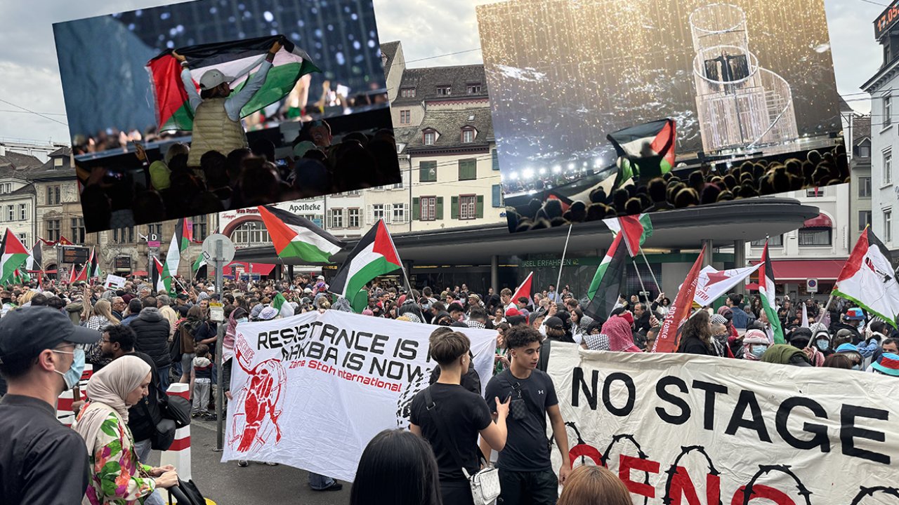 İki yüzlü EBU'nun ve İsviçre polisinin engelleme çabalarına rağmen "Soykırımcı İsrail", Eurovision'da protesto edildi