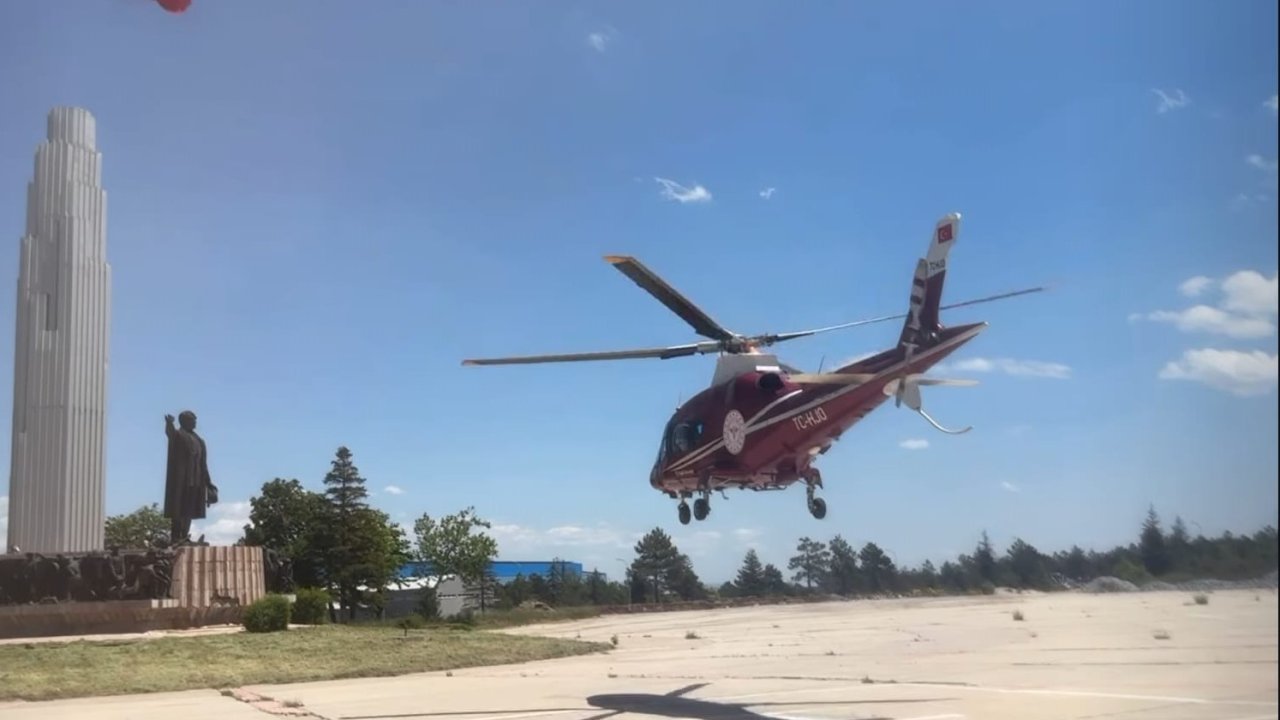 Konya'da ambulans helikopter mide kanaması geçiren hasta için havalandı