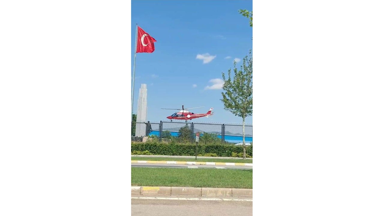Konya'da kalp krizi geçiren hastaya helikopter ambulans