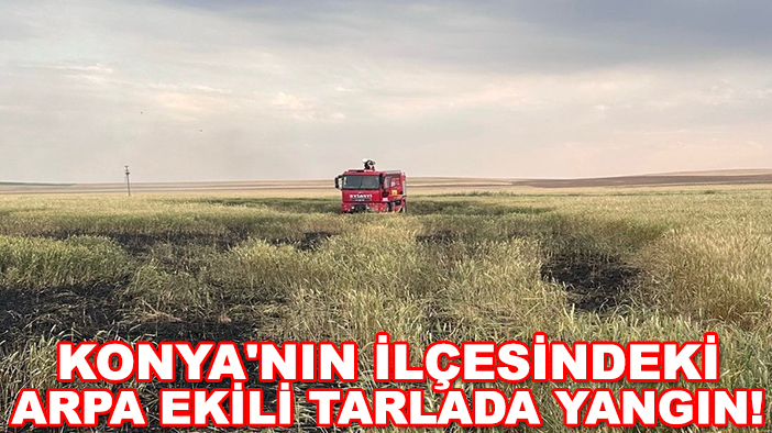 Konya'nın ilçesindeki arpa ekili tarlada yangın!