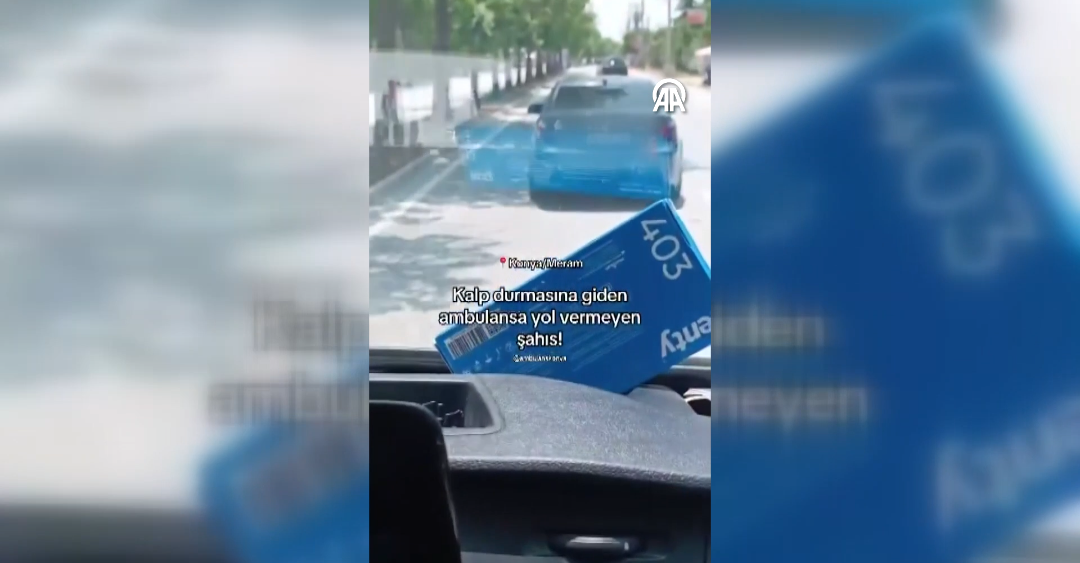 Konya'da ambulansa yol vermeyen sürücüye 3 bin 160 lira ceza kesildi