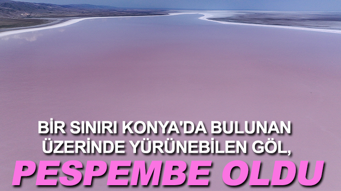 Bir sınırı Konya'da bulunan üzerinde yürünebilen göl, pespembe oldu