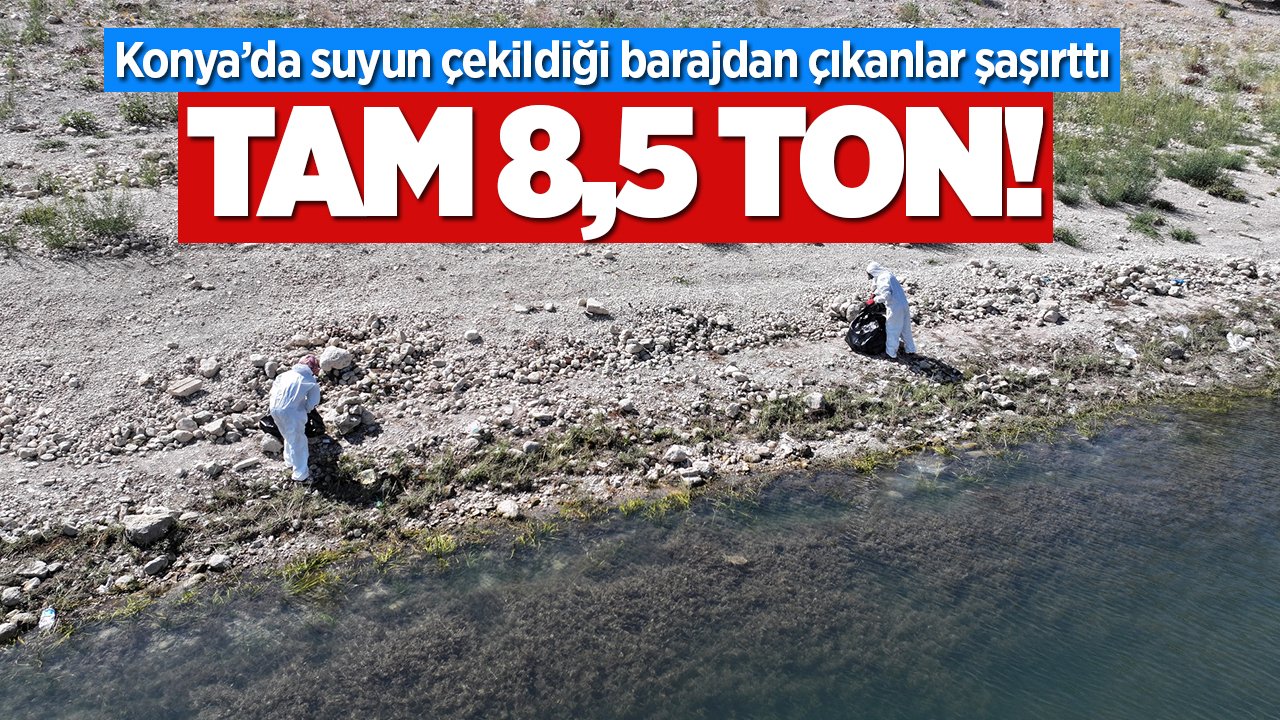 Konya’da suyun çekildiği barajdan çıkanlar 'yok artık' dedirtti!