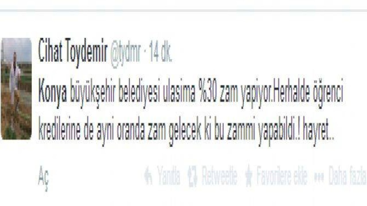 Ulaşım zammına twitter'dan tepki