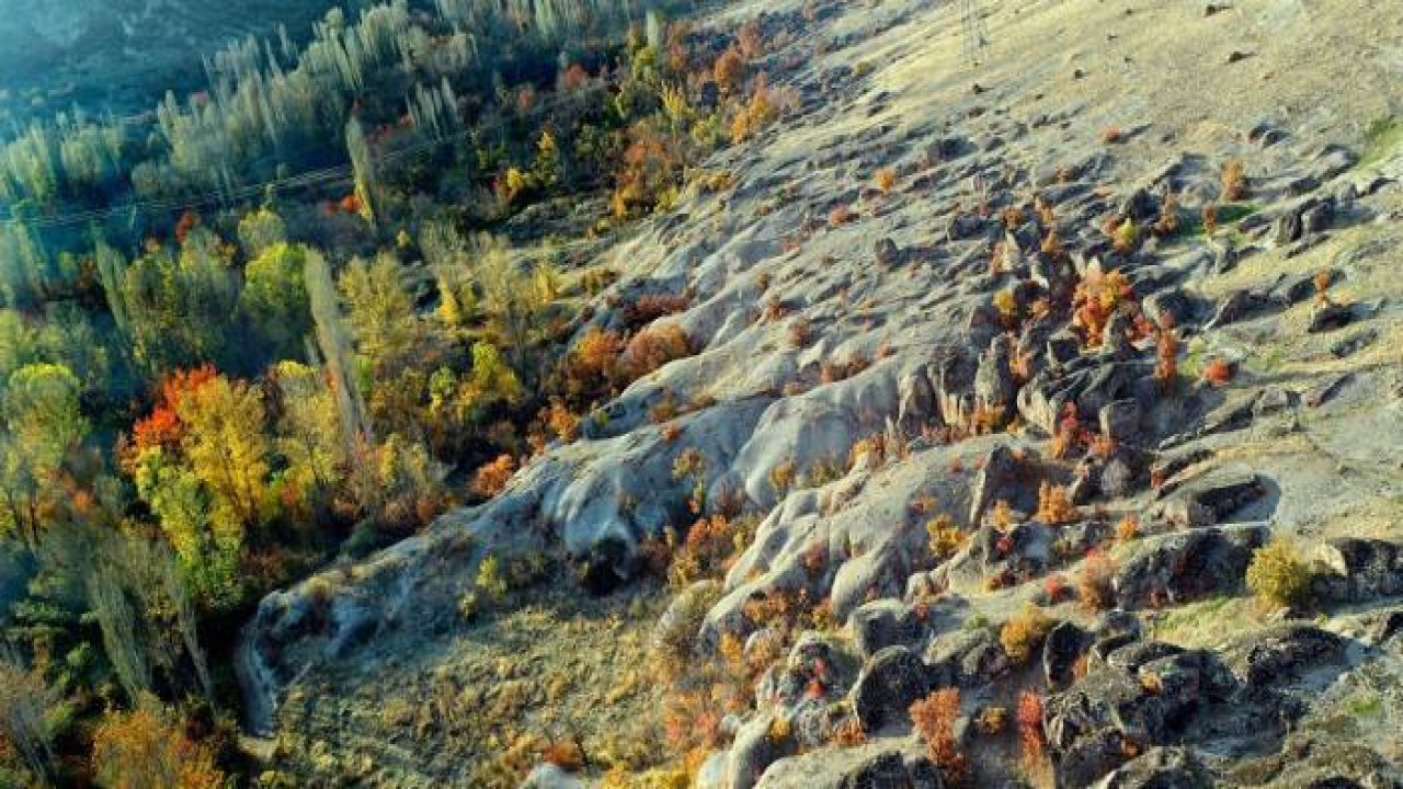 Kapadokya'yı andıran 2 bin yıllık antik kentte sonbahar güzelliği