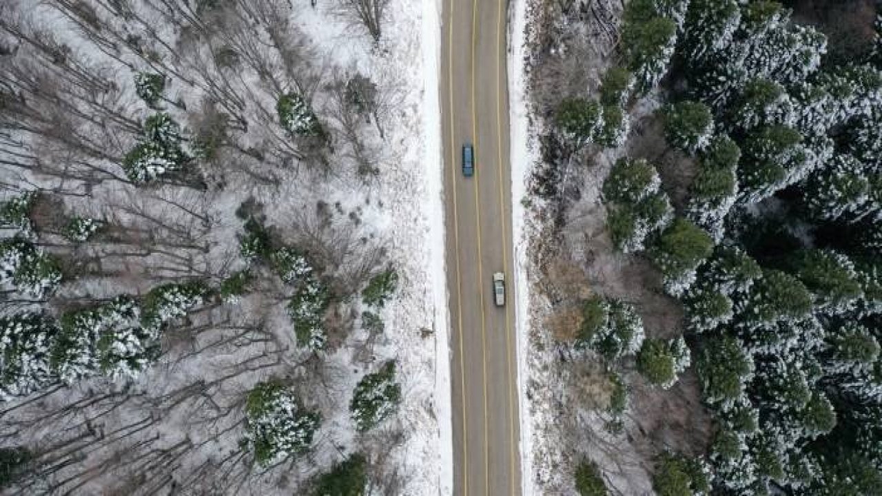 Uludağ'ın yeşil örtüsü sis altında kar beyazıyla bütünleşti