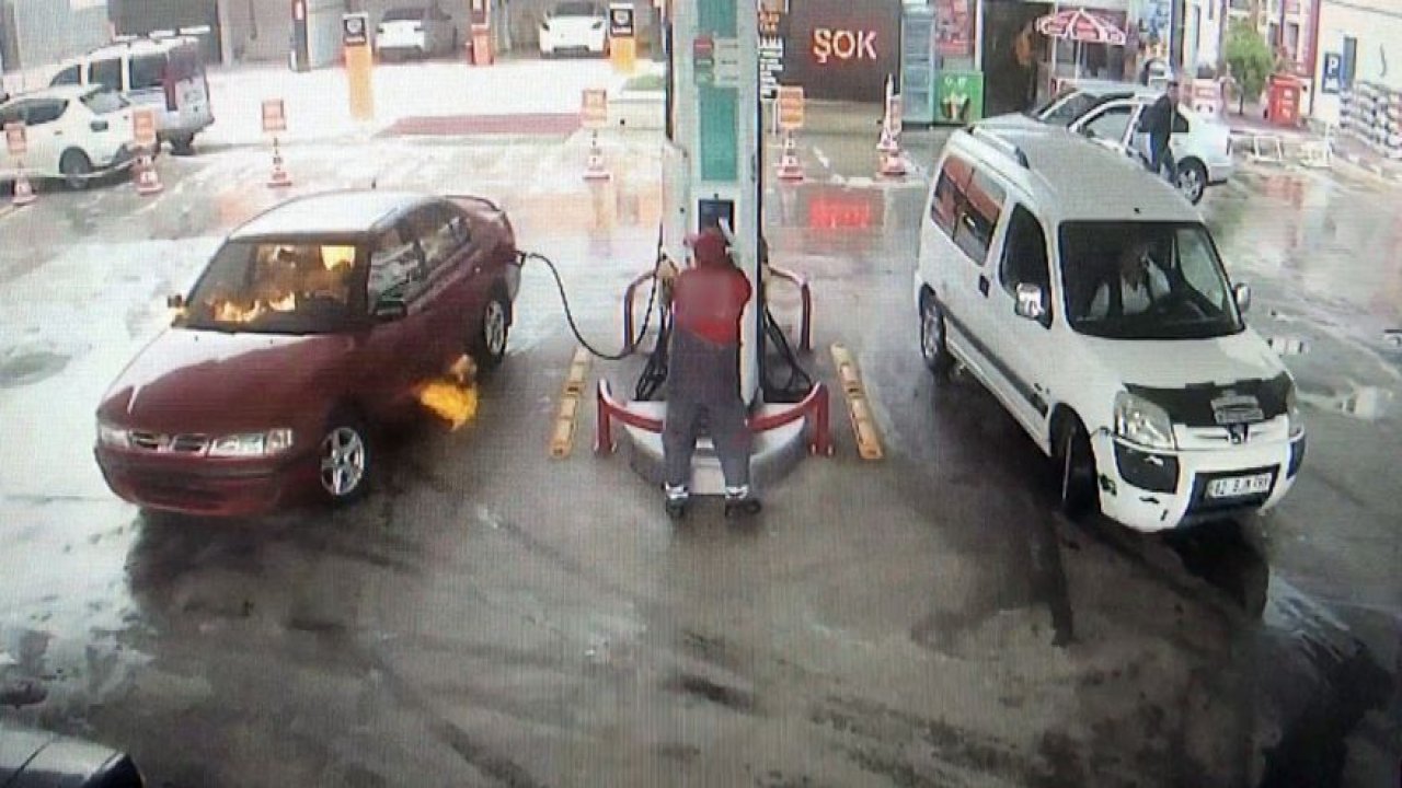 Akaryakıt istasyonunda faciadan dönüldü