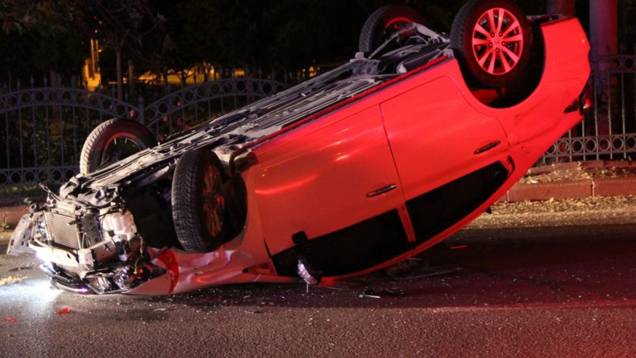 Otomobiliyle takla atan alkollü sürücü yaya olarak kaçtı