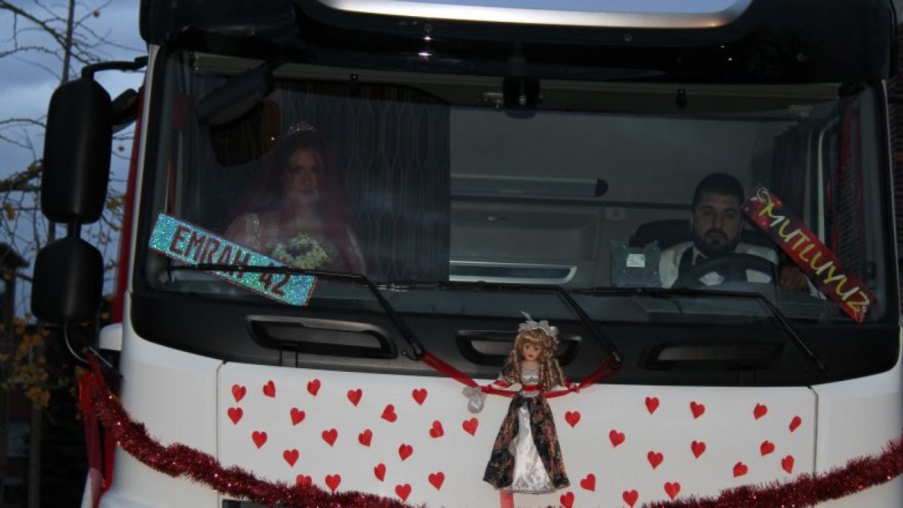 Yunaklı gurbetçi gelin almaya tırla gitti