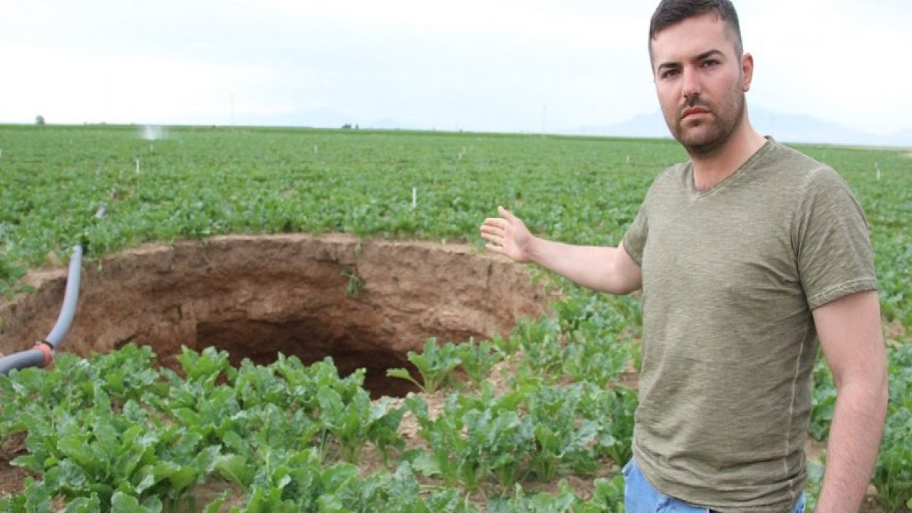 Karaman’da ilk kez oluşan obruk korkuttu