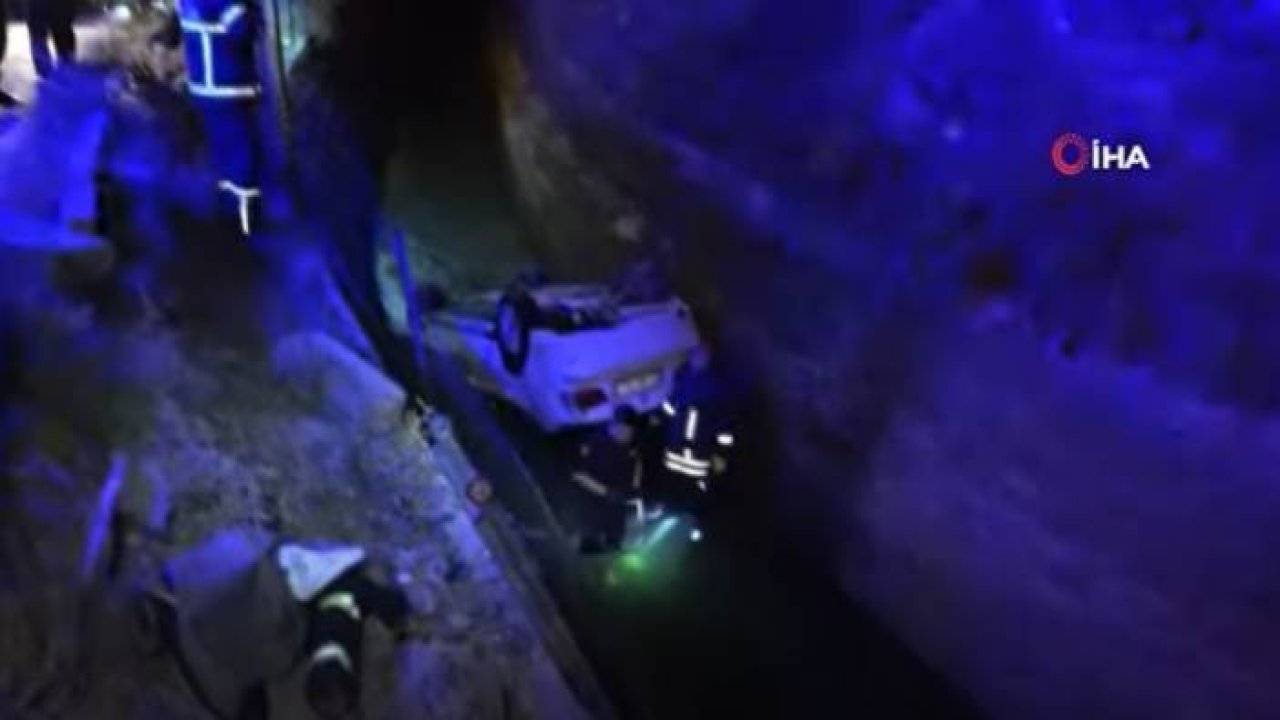 Otomobil Sulama Kanalına Uçtu, Ekipler Alarma Geçti