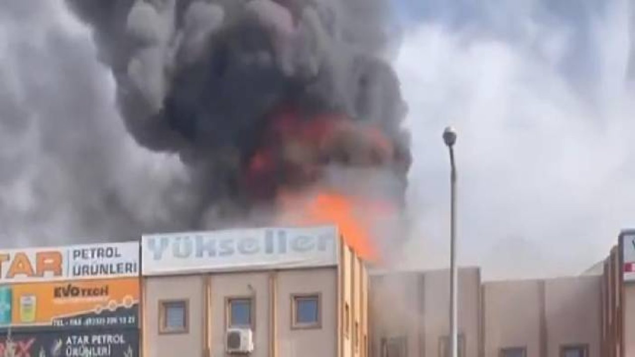 Petrol ürünleri bulunan iş yerindeki yangın korkuttu