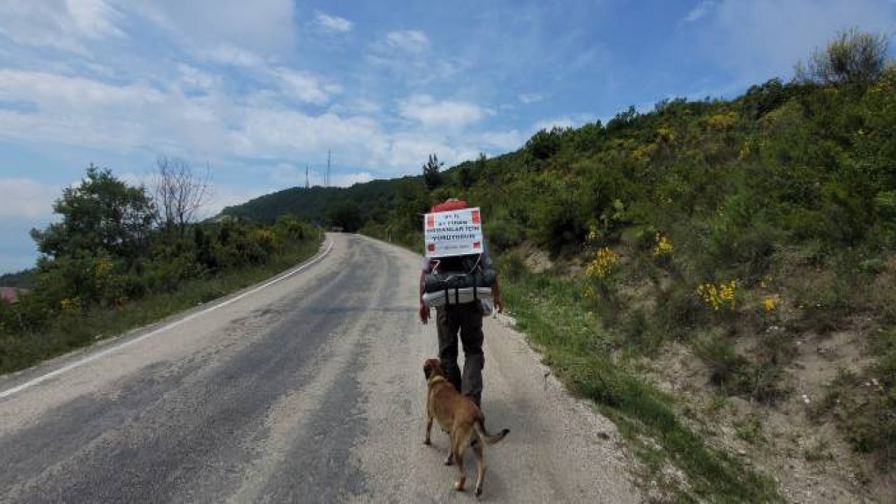 Köpeğiyle 81 ili ziyaret edip, her ilde bir fidan dikiyor