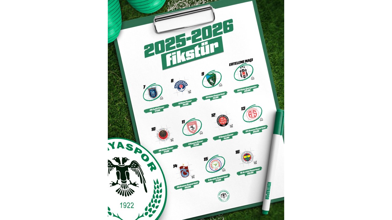 Konyaspor'un 1 maç hariç ilk yarı maç programı belli oldu